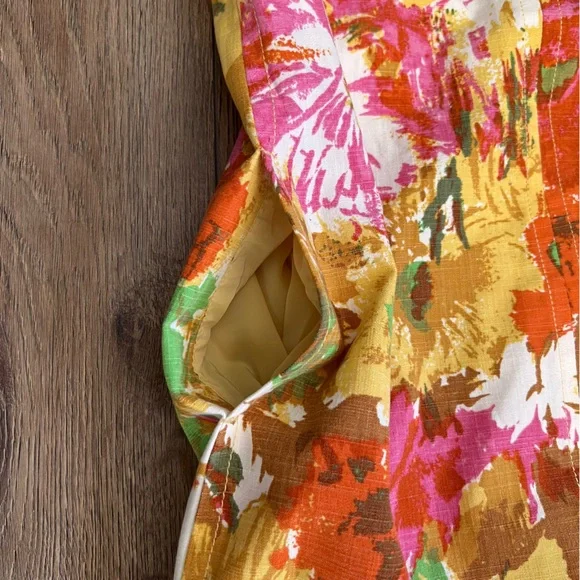 Talbots Dress Size 6 Sheath Floral Pockets Sleeveless Bright Colors 100% cotton - Picture 12 of 14